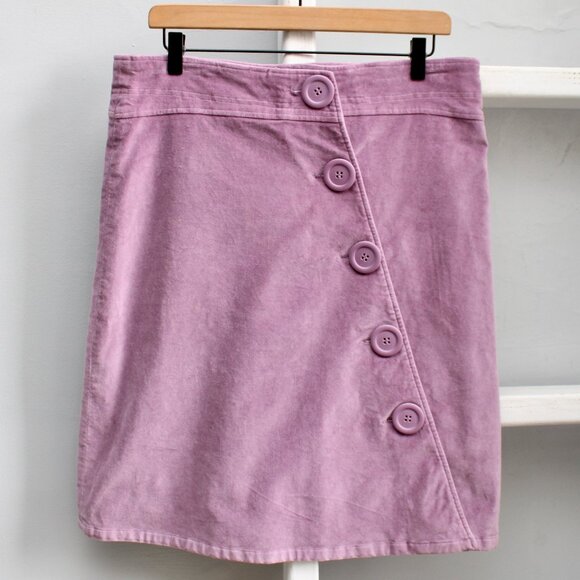 Tulle Vintage Y2K Purple Velvet Asymmetrical Large Button-Up Pencil Skirt Sz 8 - Picture 1 of 5